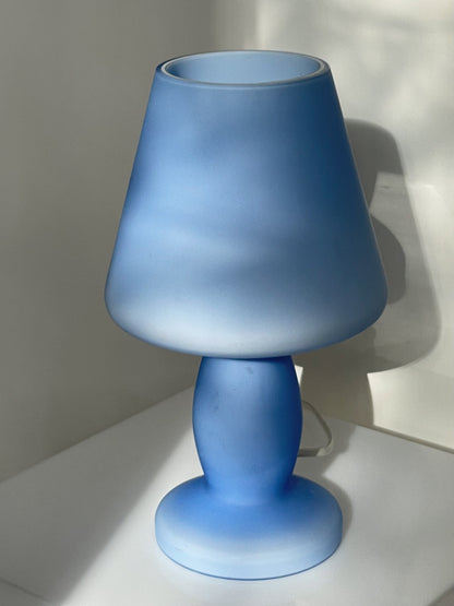 Blue glass mushroom lamp