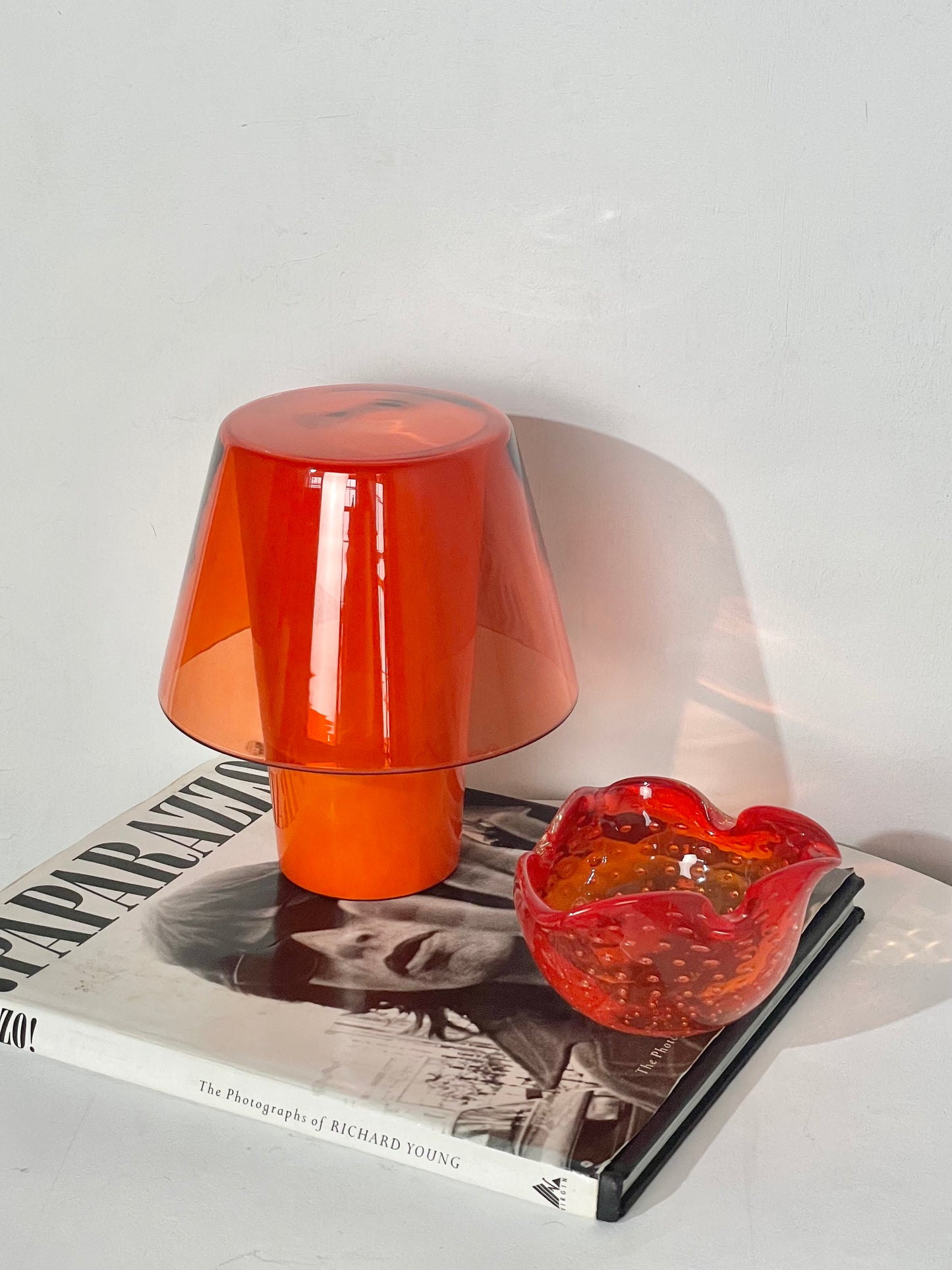 Orange glass mushroom lamp