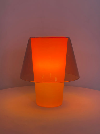 Orange glass mushroom lamp