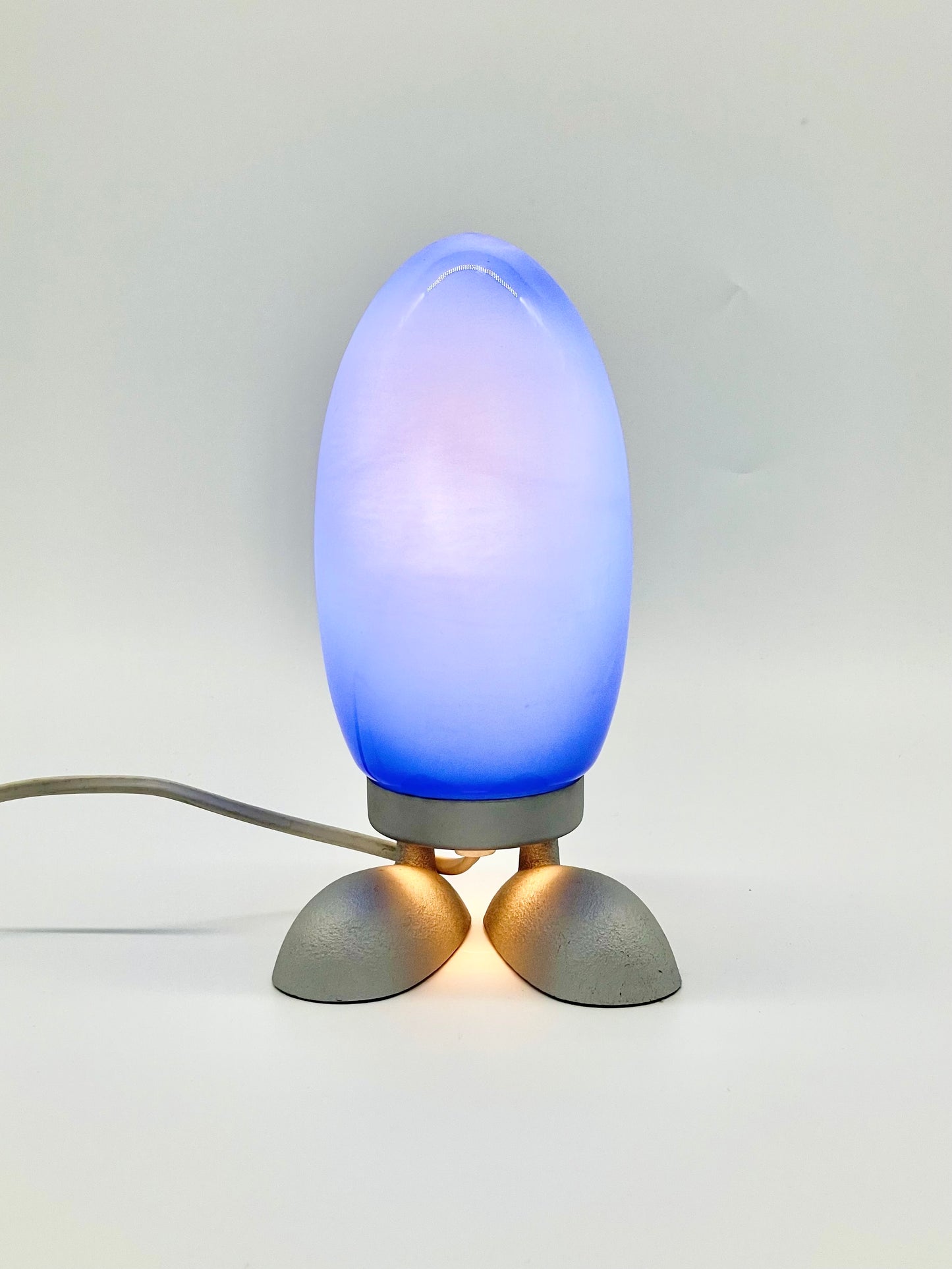 Retro 80’s glass blue egg lamp