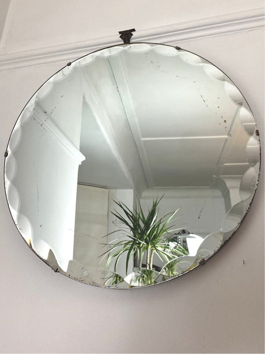 Original Art Deco round bevelled edge mirror