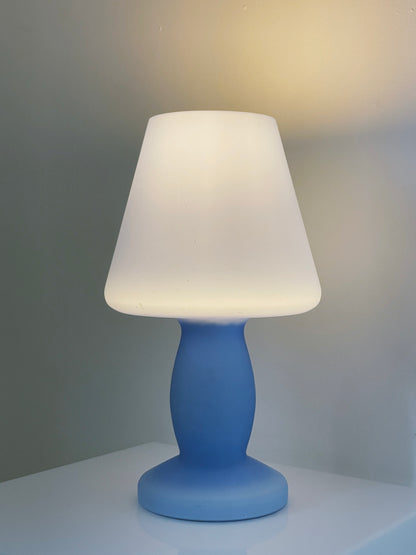 Blue glass mushroom lamp