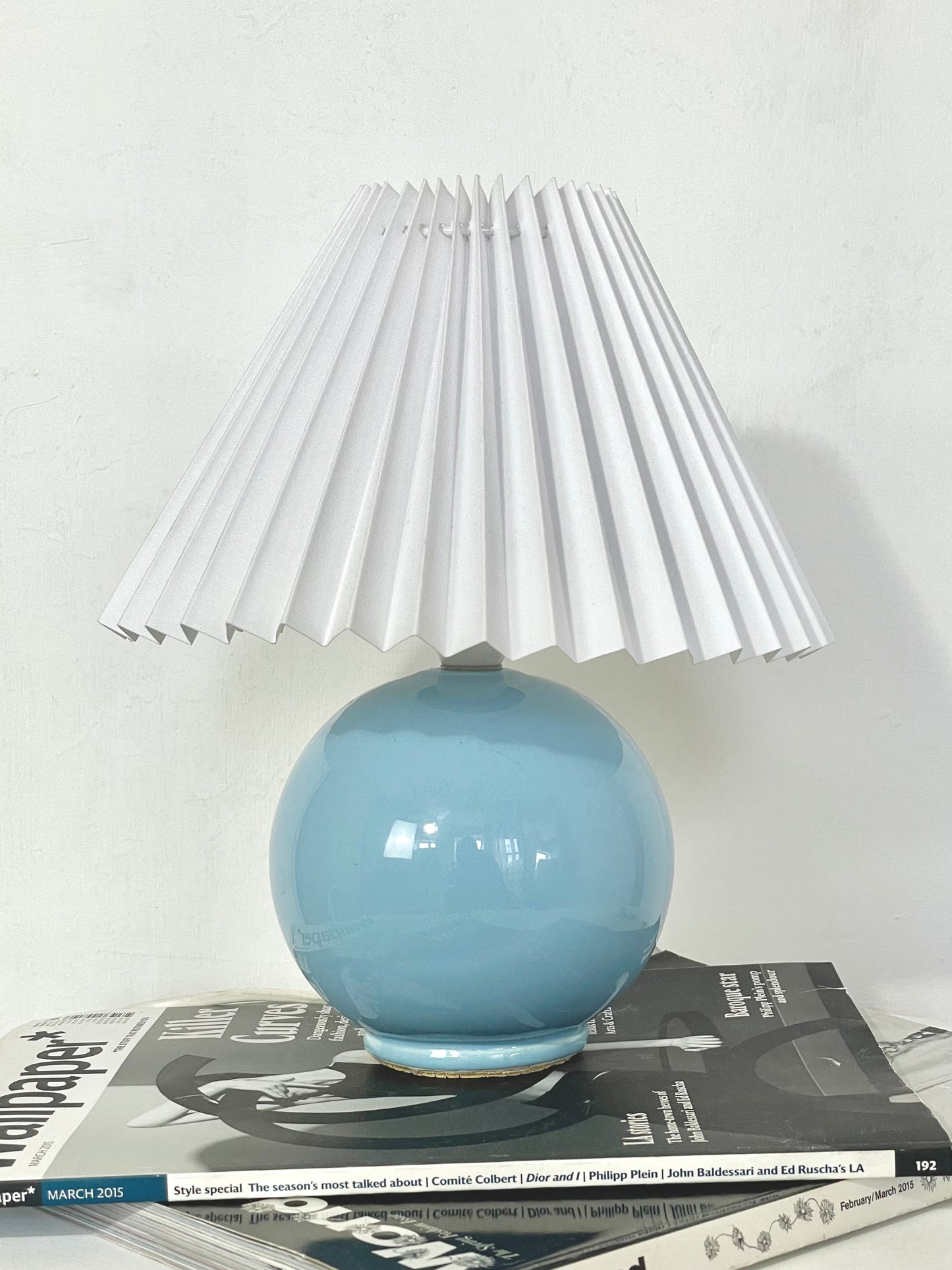 Baby blue ceramic ball lamp