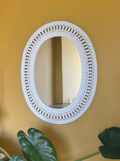 White wicker mirror