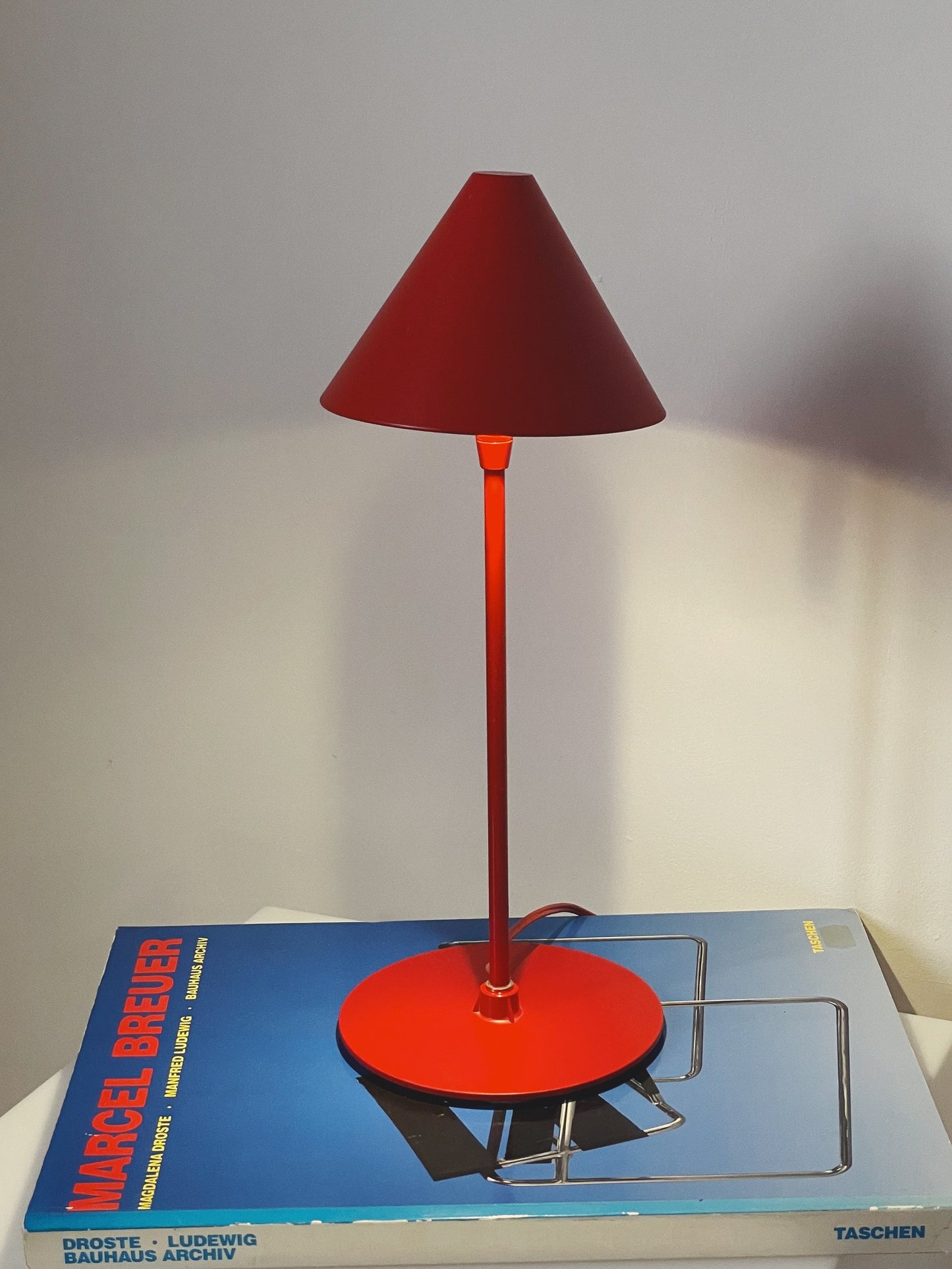 Red post modern lamp