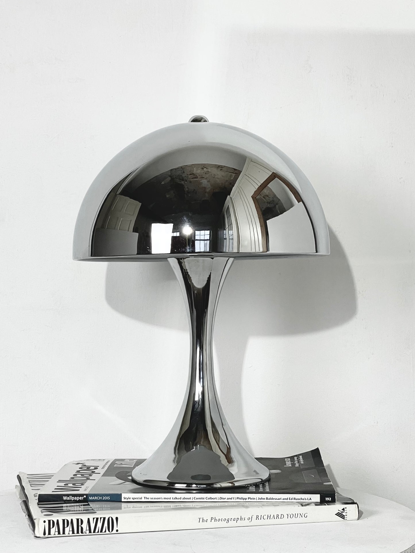 Chrome domed mushroom lamp