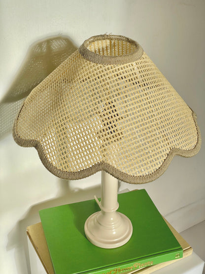 Taupe scalloped rattan lamp