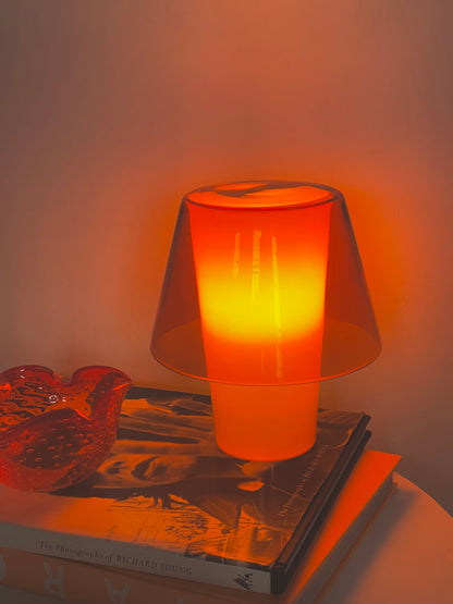 Orange glass mushroom lamp