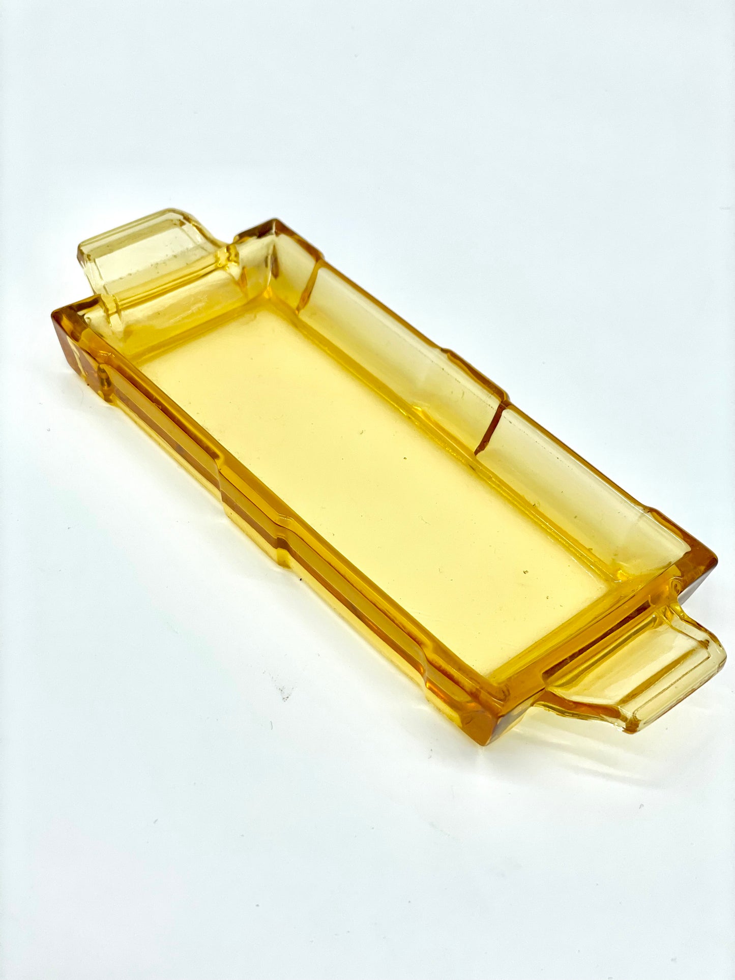 Mini glass amber ring tray