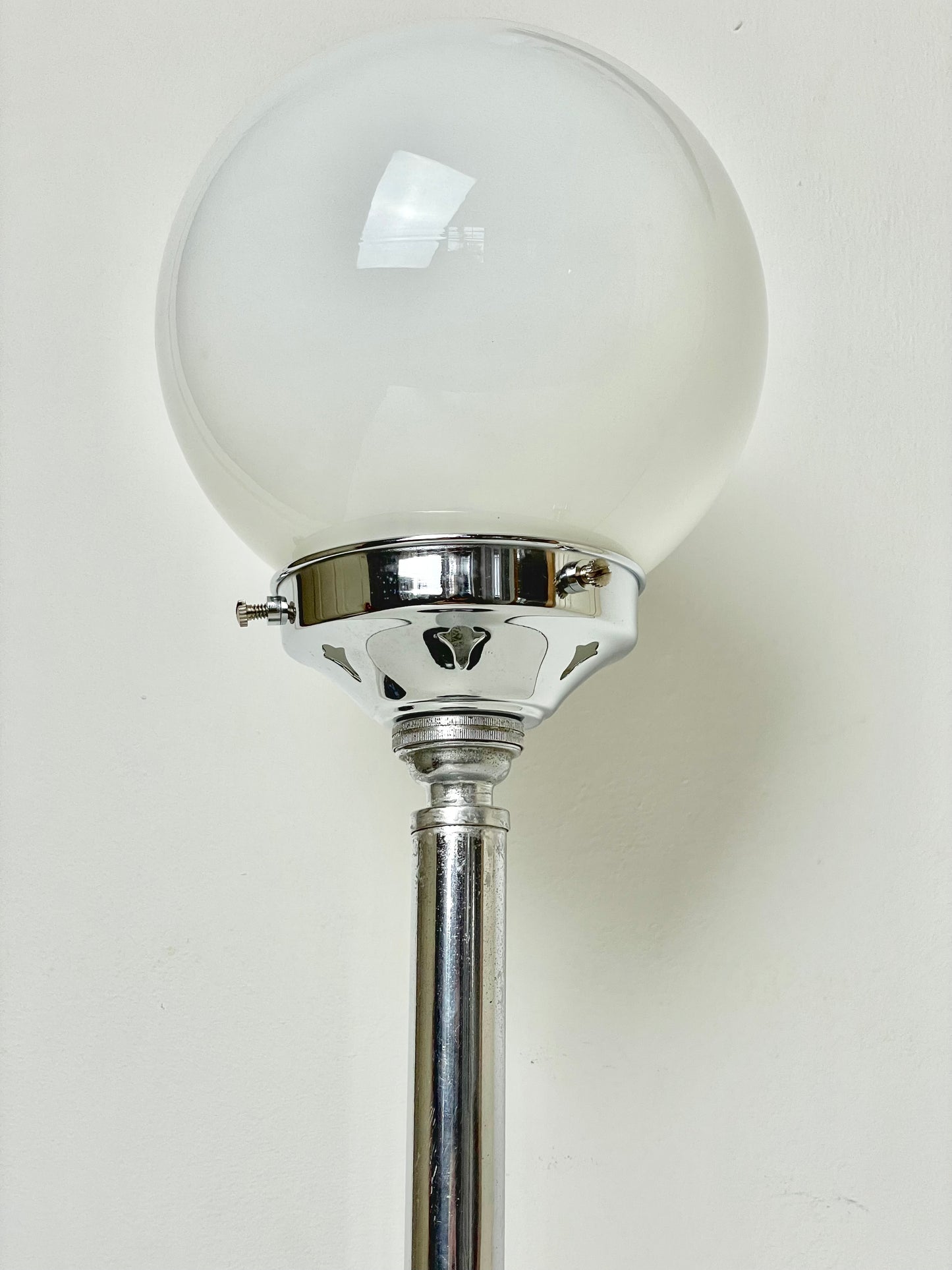 Walnut and chrome Art Deco lamp