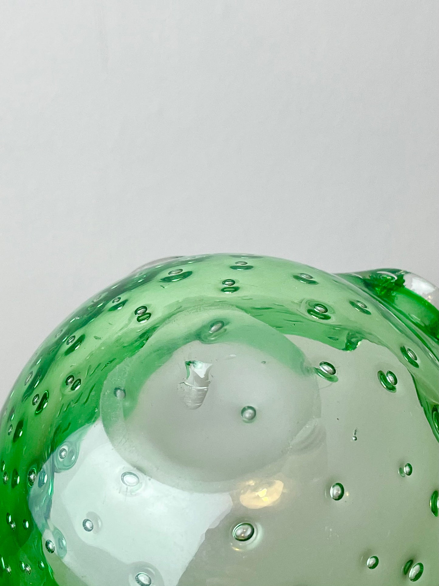 Green glass bubble dish