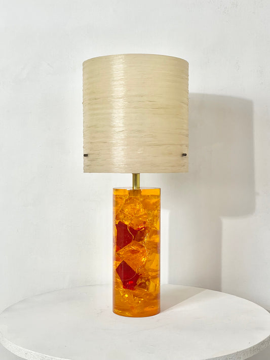 70’s Shatterline resin lamp with fibre spun shade