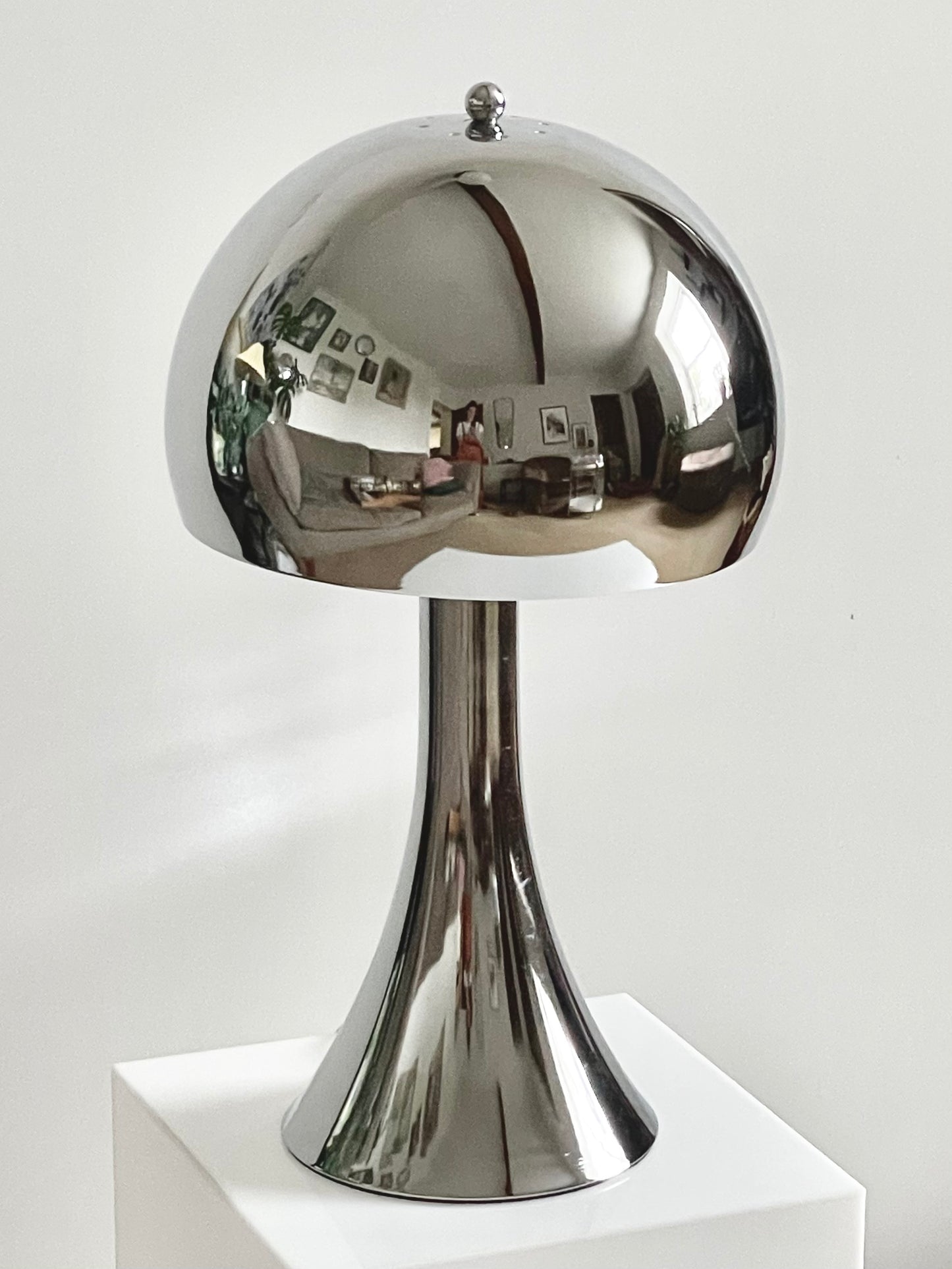 Large chrome dome lamp