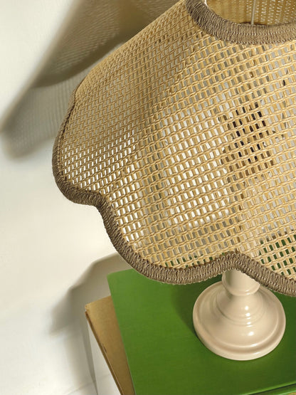 Taupe scalloped rattan lamp