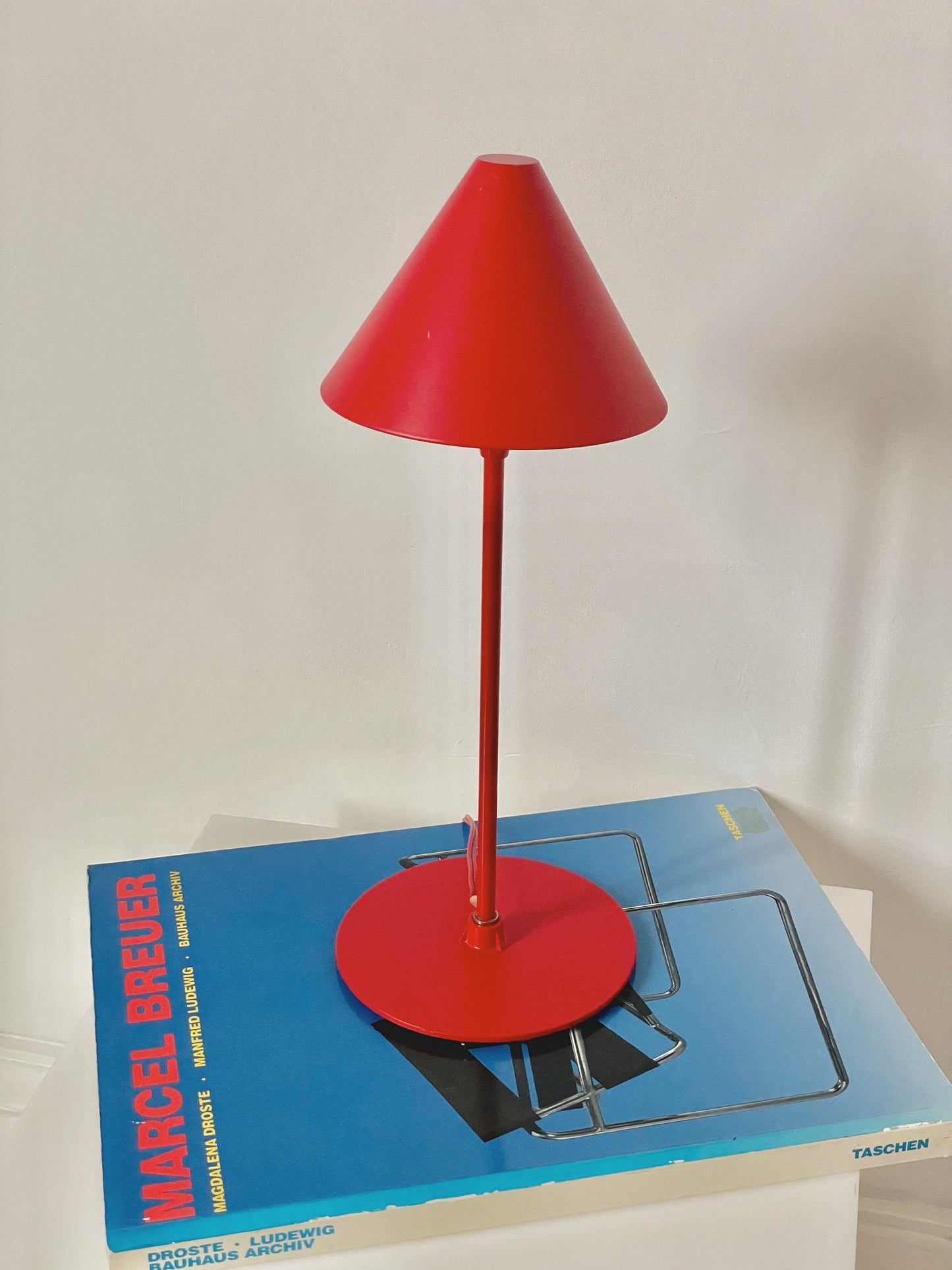 Red post modern lamp