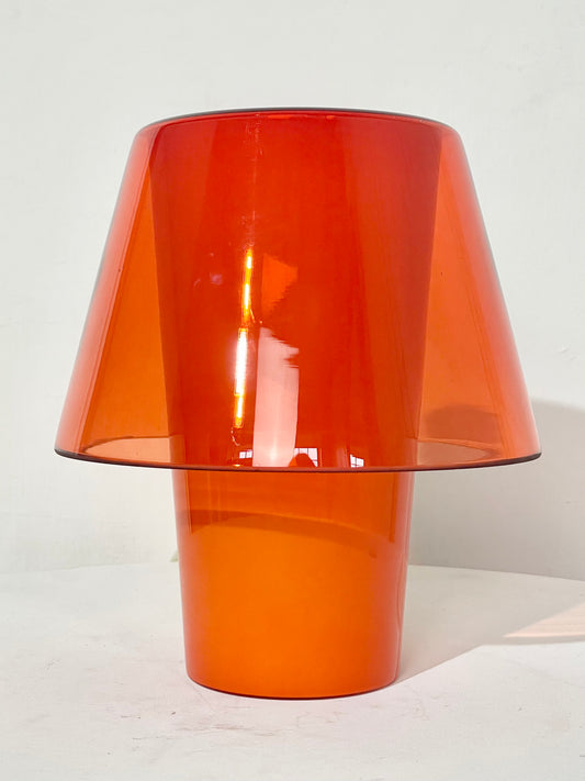 Orange glass mushroom lamp