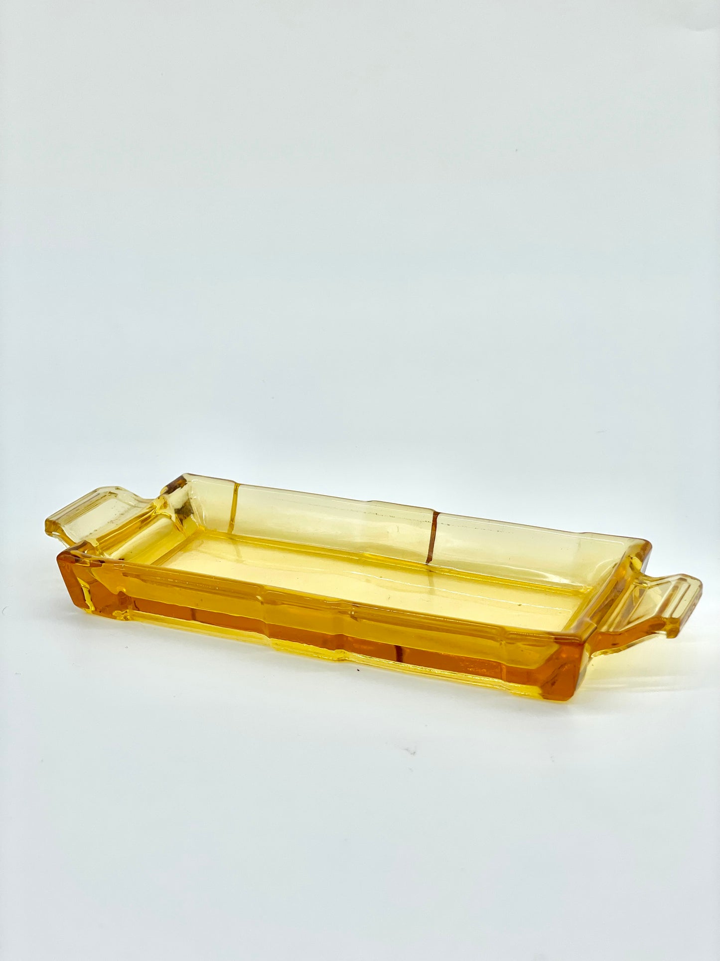 Mini glass amber ring tray