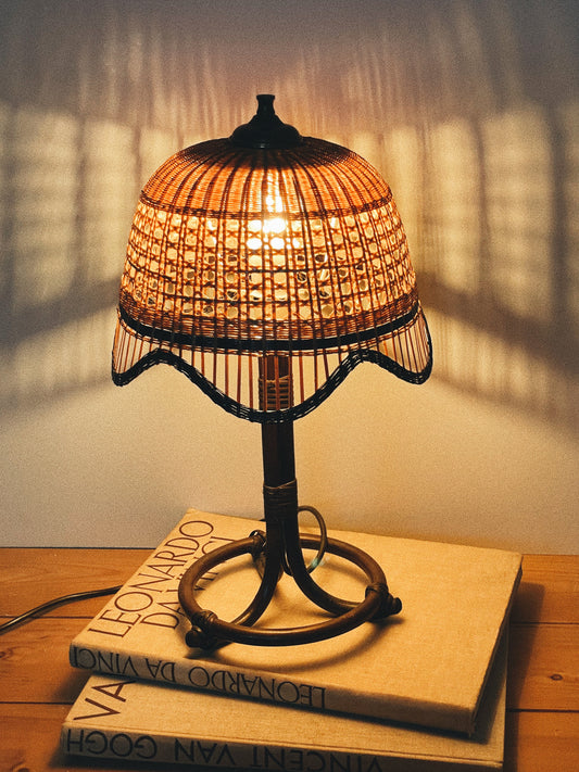 Wicker tiki style lamp