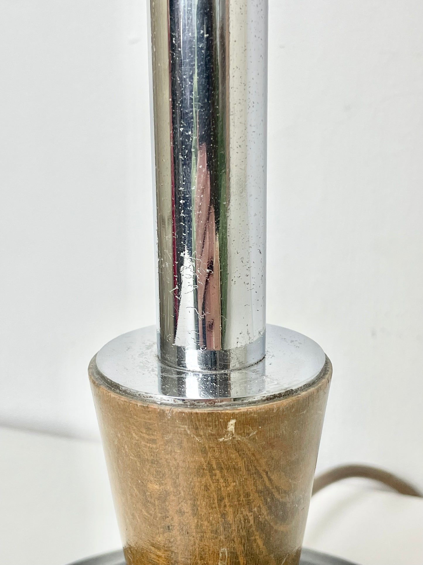 Walnut and chrome Art Deco lamp