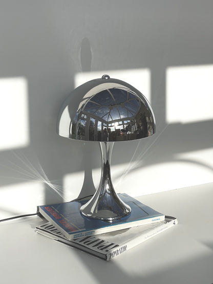 Chrome domed mushroom lamp