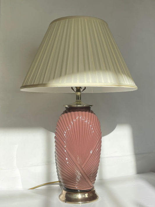 Large Art Deco Belgium draped lamp with pleated shade