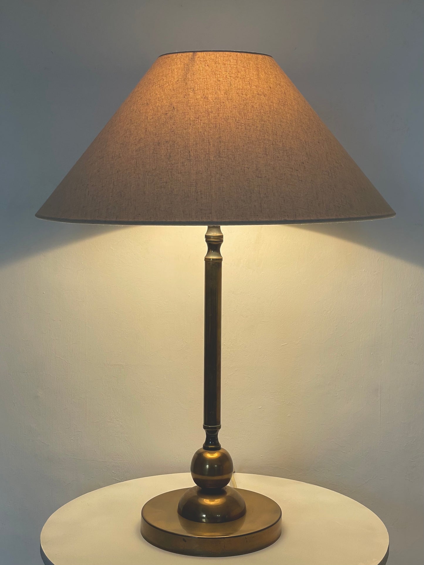 XL brass and linen lamp