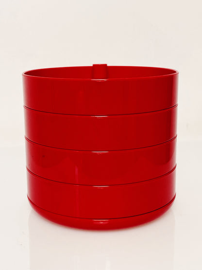 Red swivel desk tidy