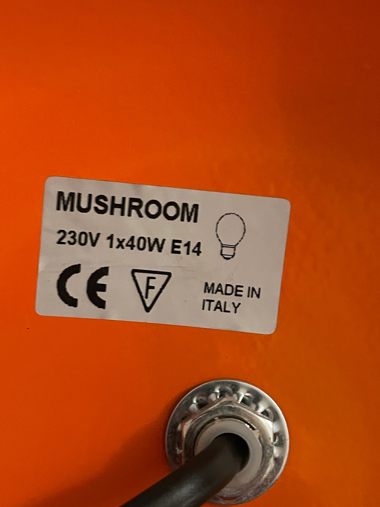 Orange Italian mushroom lamp