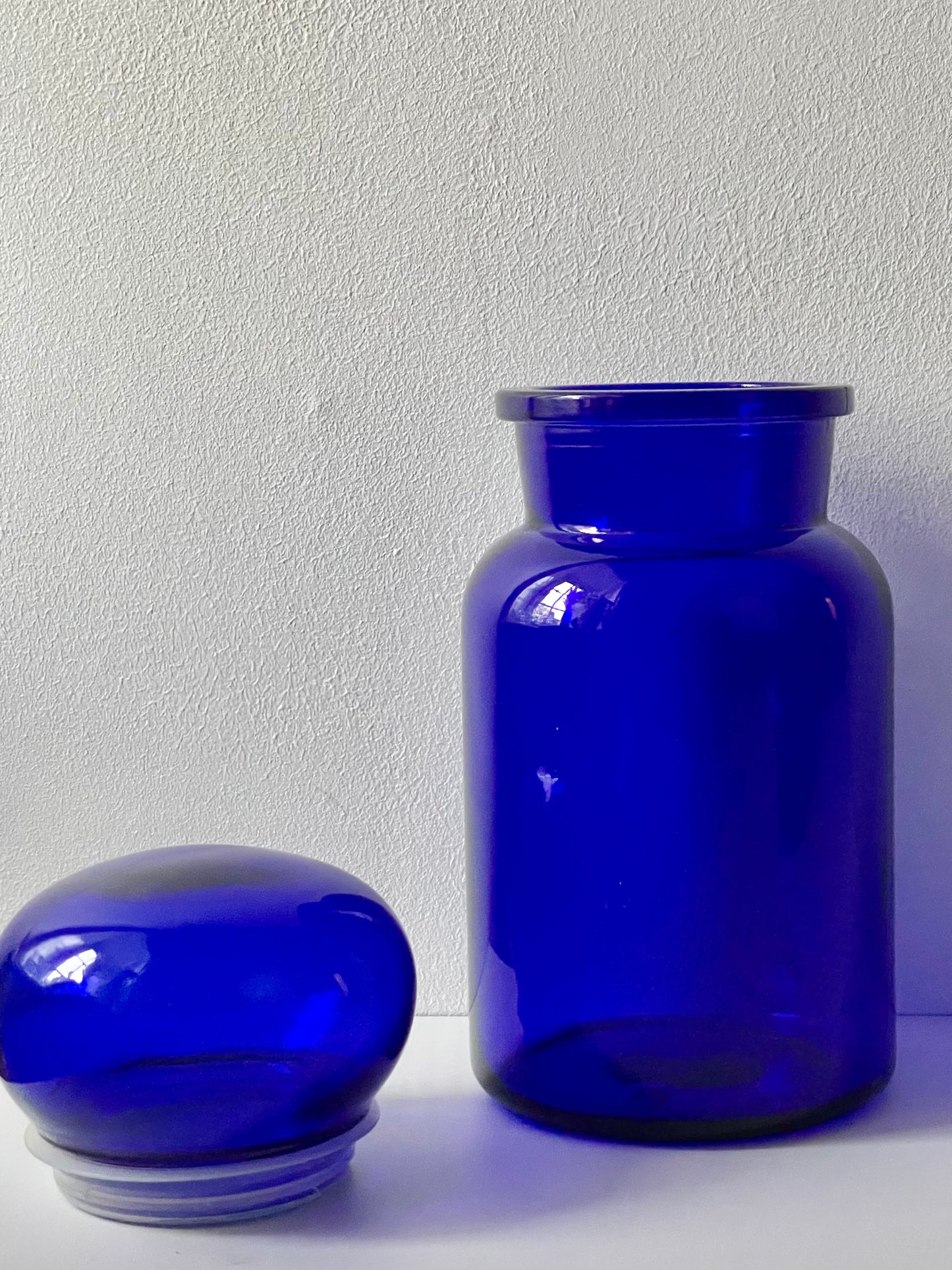 Cobalt blue Belgium glass jar