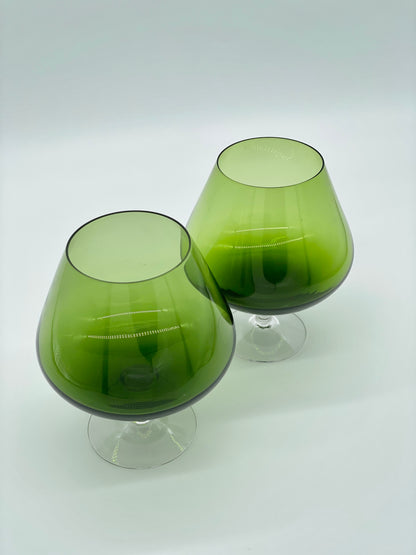 Large mid-century green glasses