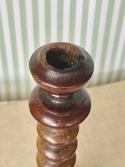 Wooden bobbin candlestick