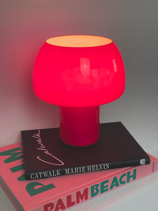 70’s style hot pink mushroom lamp