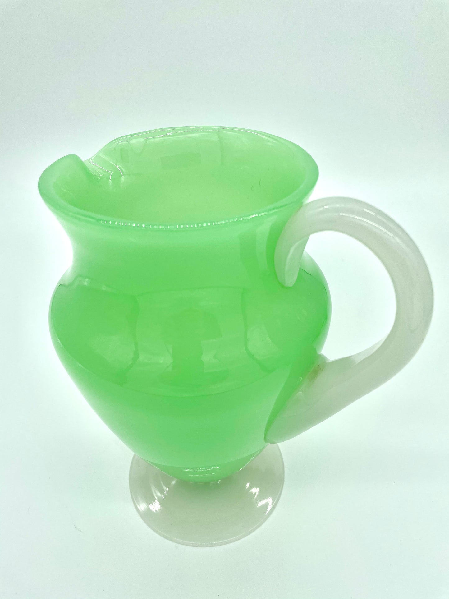 Uranium Glass and Jade Art Deco tumblers and jug