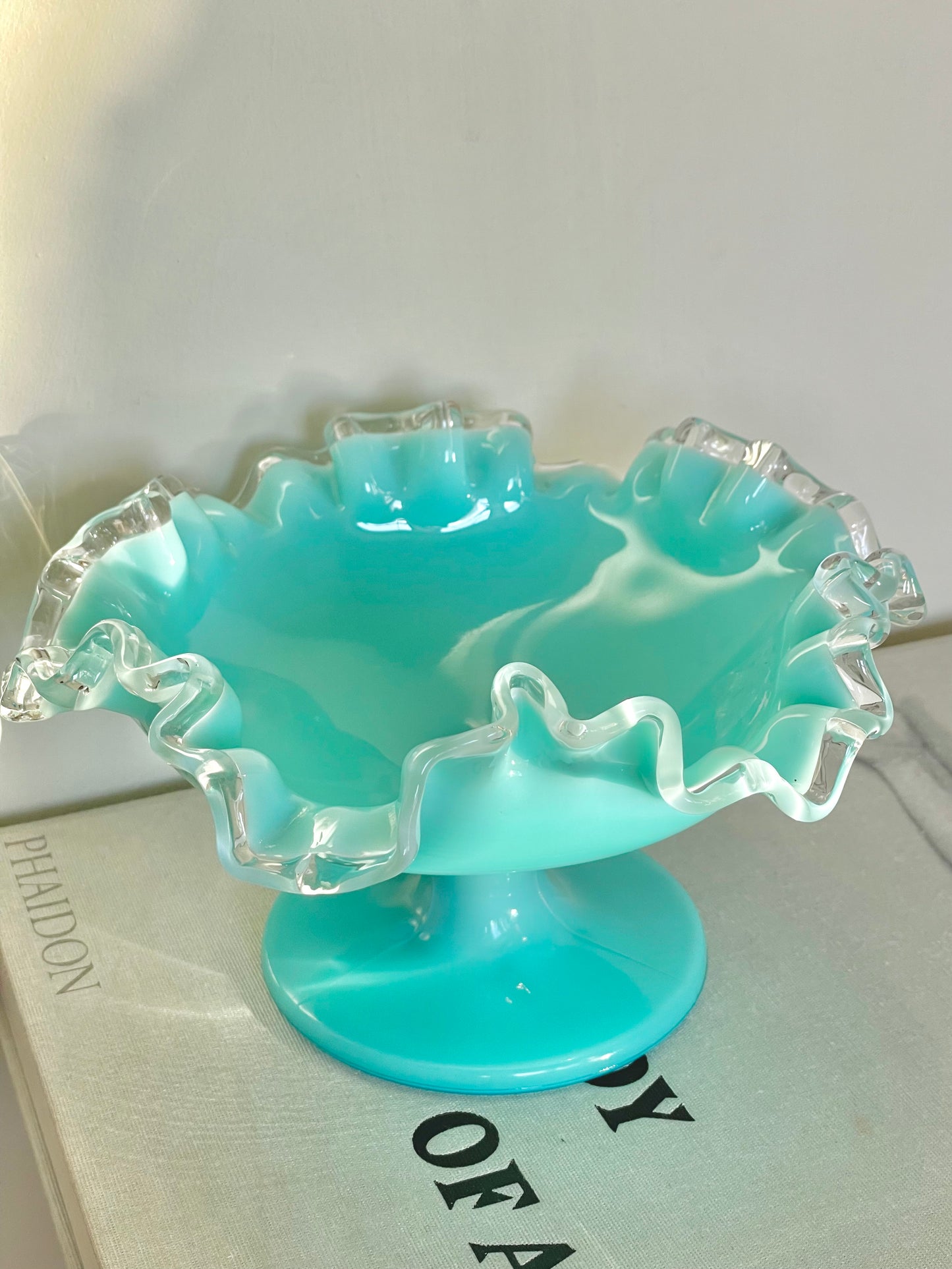 Milk blue Fenton dish