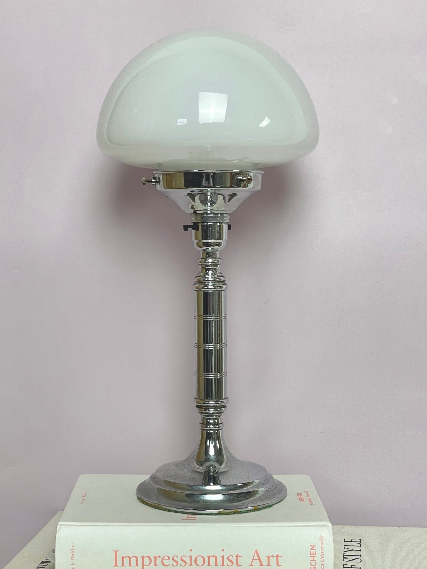 Art Deco white and chrome lamp