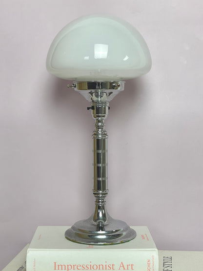 Art Deco white and chrome lamp