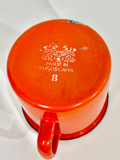 Deep orange enamel cup