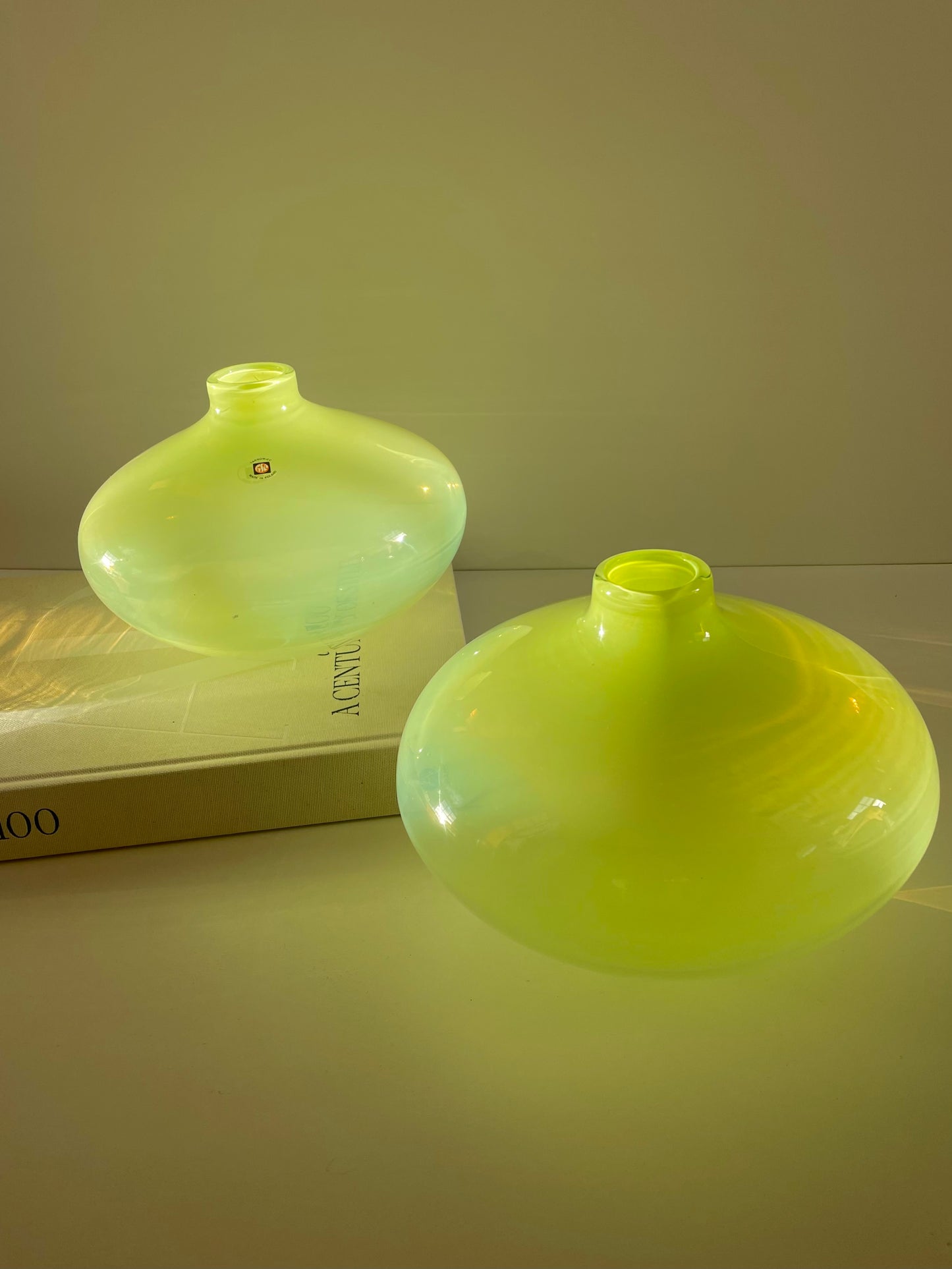 Lime green teardrop vase