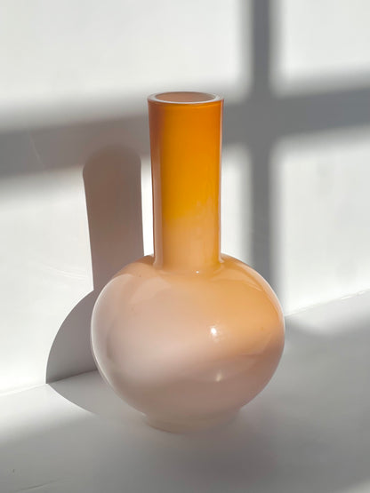 Sunset ombré opaline glass vase