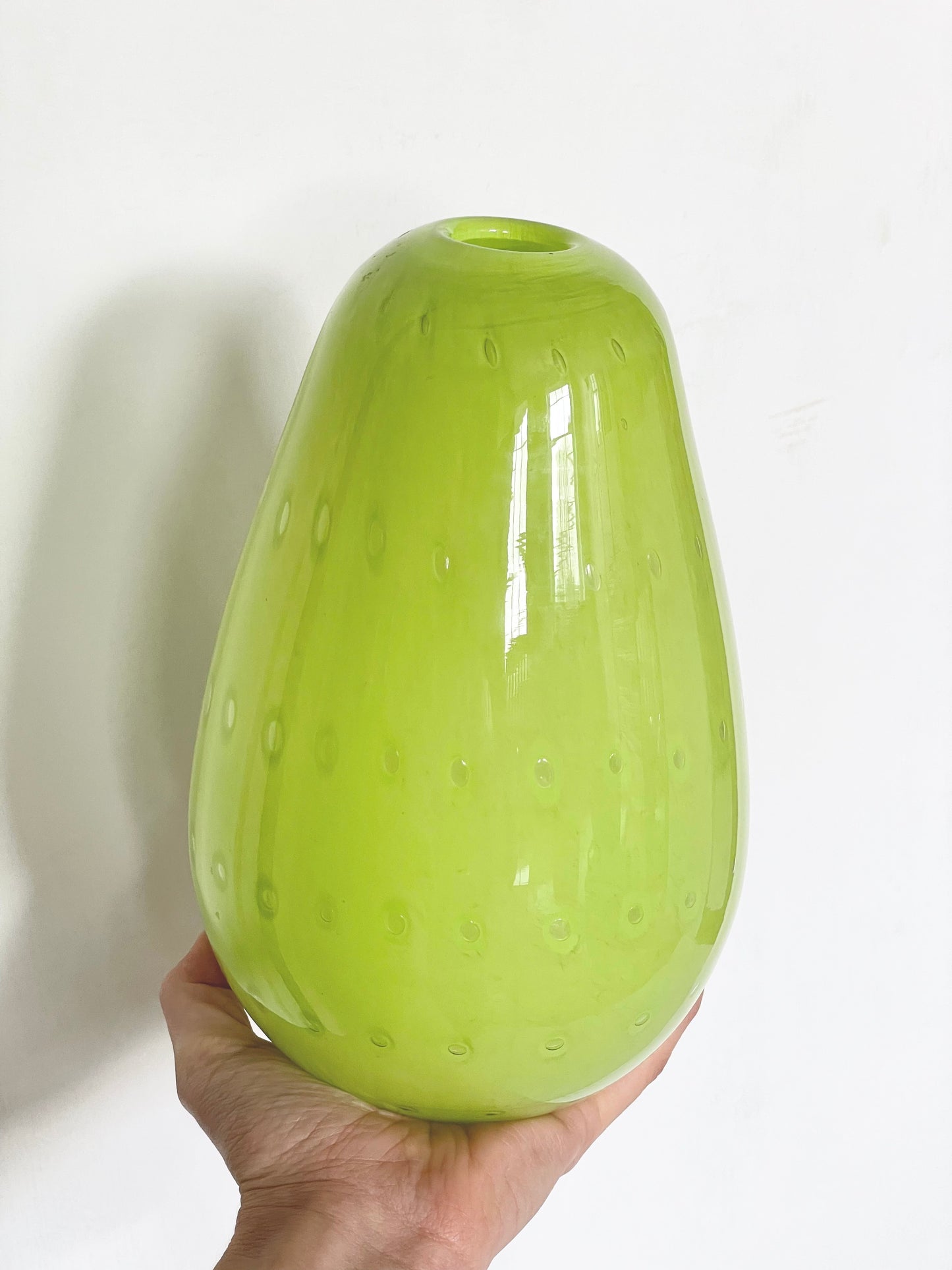 Hand blown lime blob vase