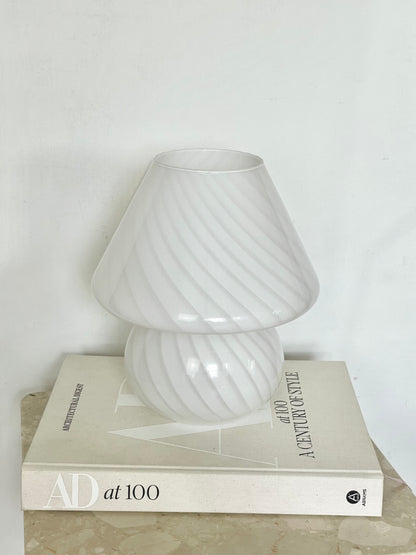 White swirl Murano mushroom lamp