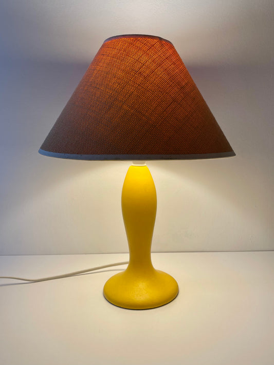 Yellow lamp and woven effect shade