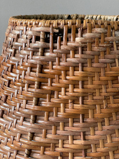 Barley twist and wicker lamp