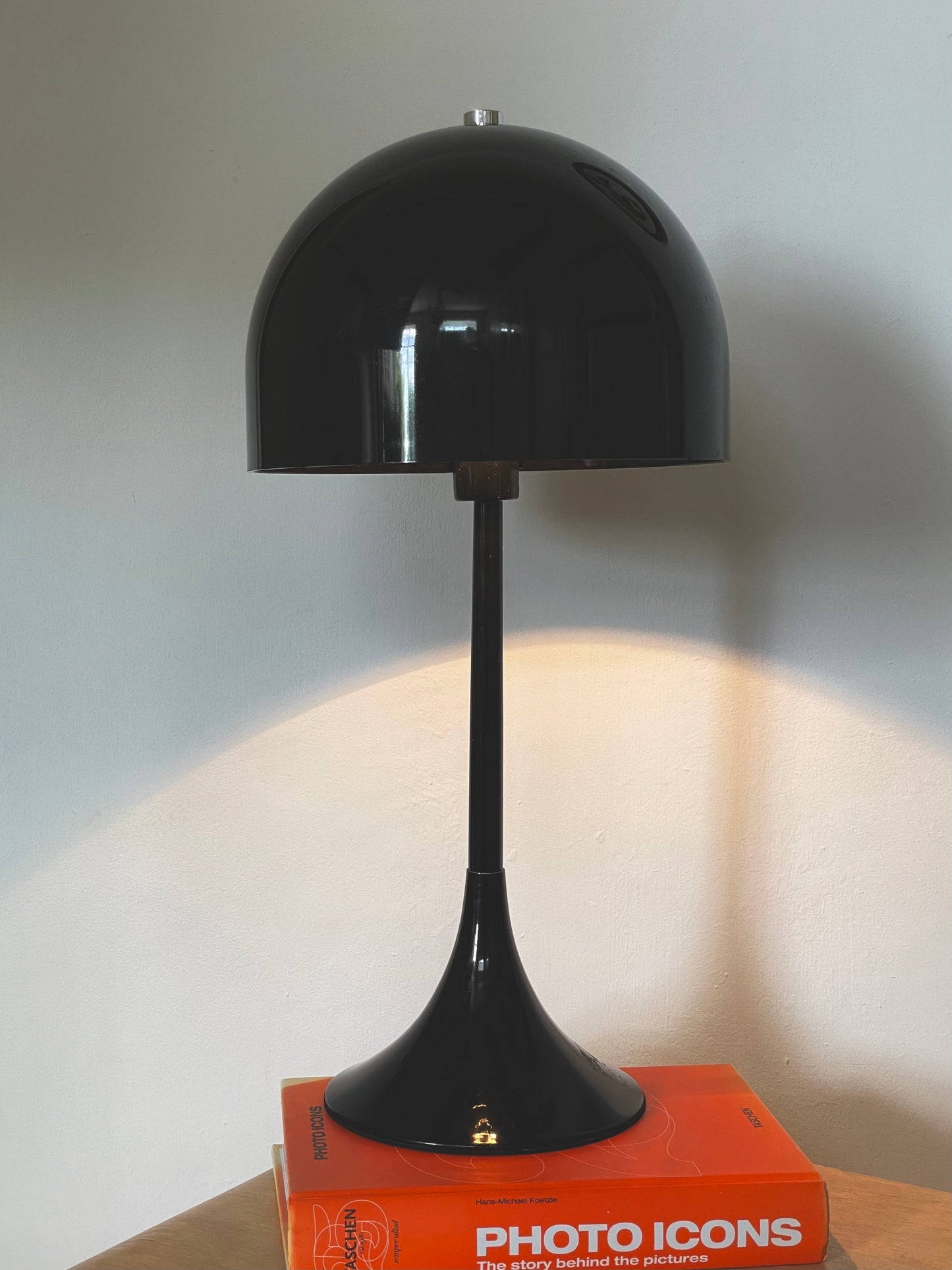 Black domed mushroom lamp