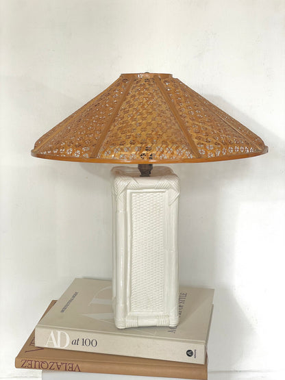 Italian ceramic and wicker lamp