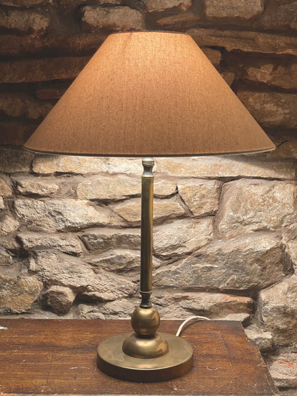 XL brass and linen lamp