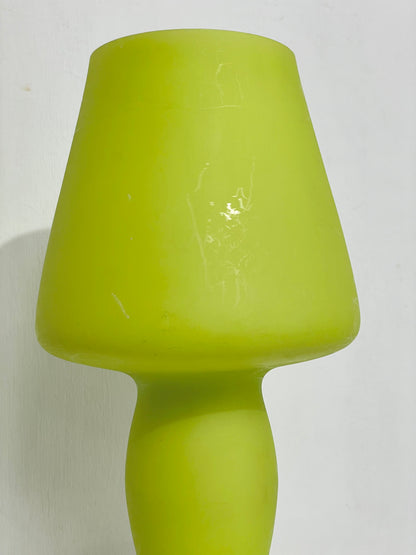 Lime green glass mushroom lamp