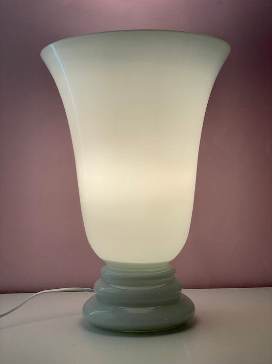 Large white cased glass lamp