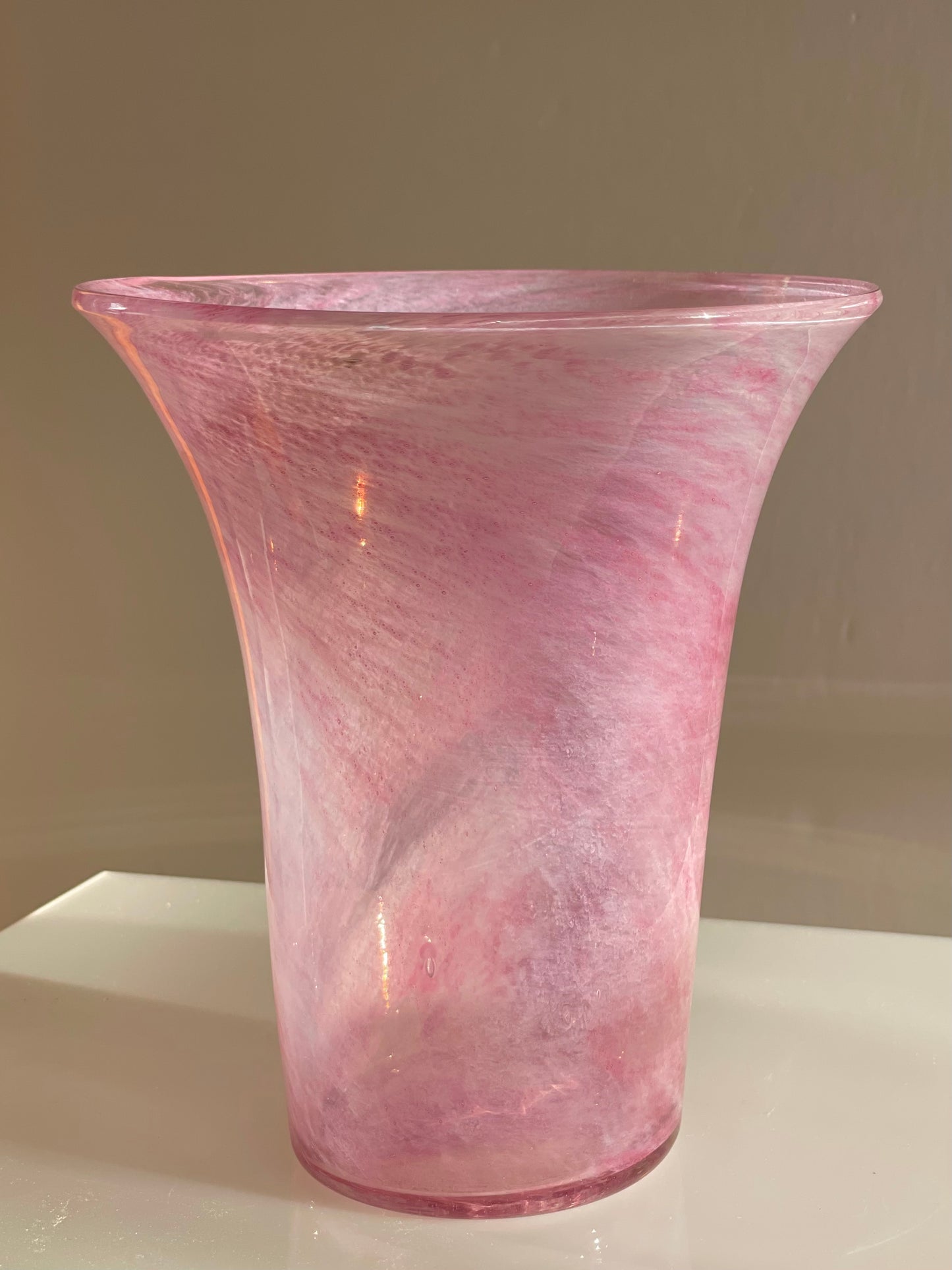 Hand blown pink vase