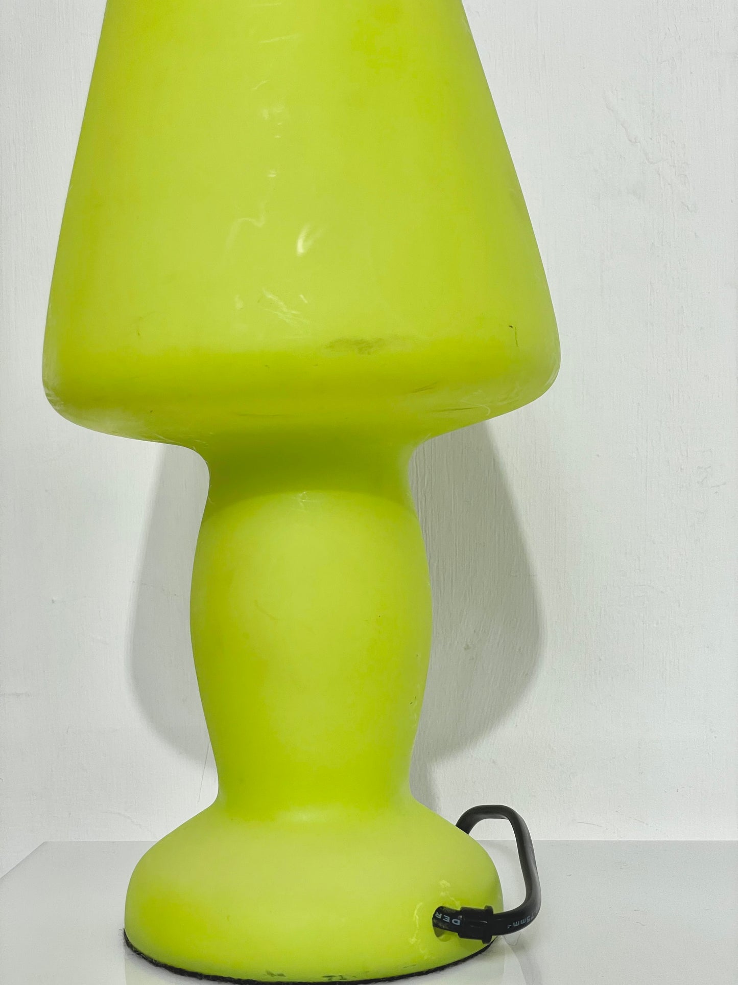 Lime green glass mushroom lamp